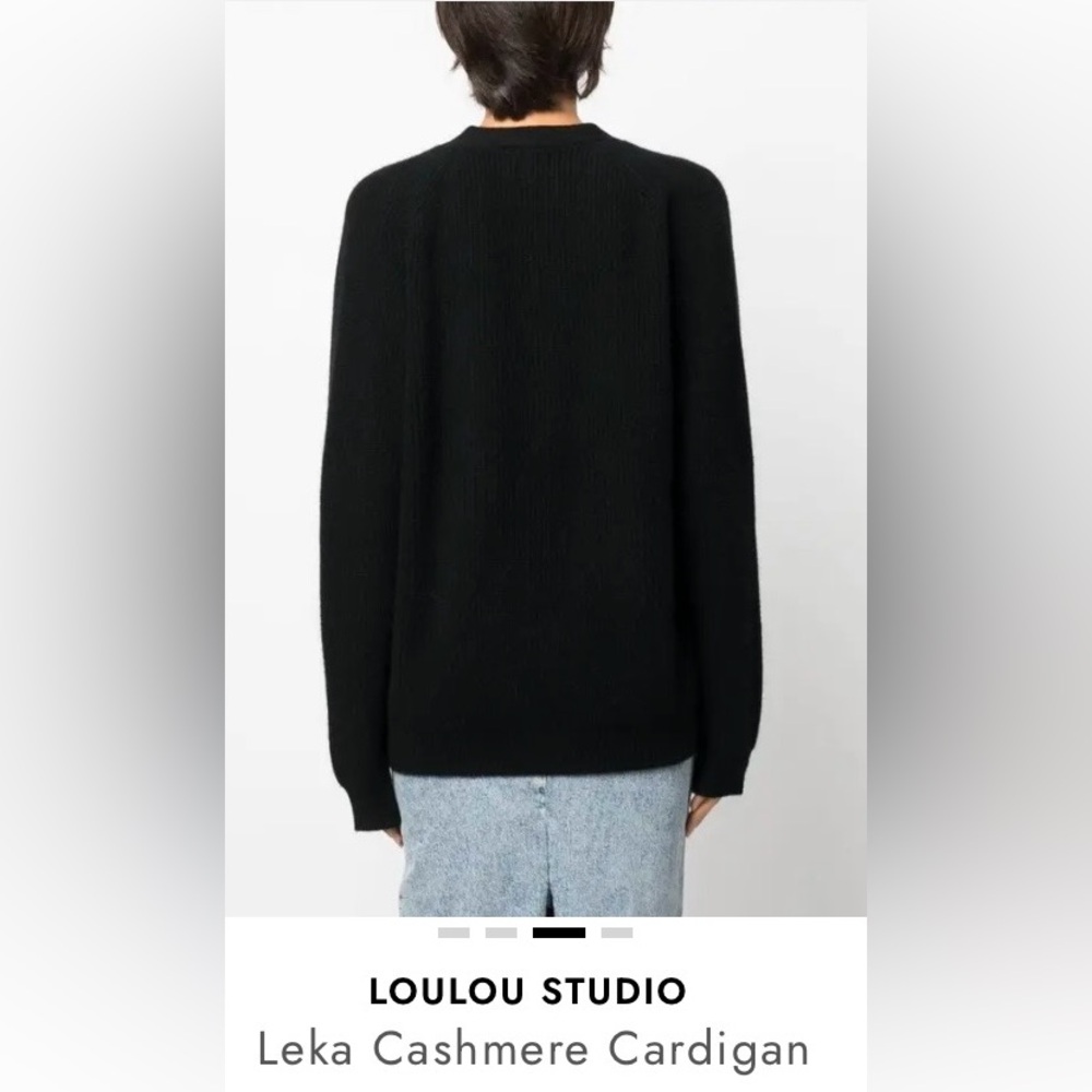 LOULOU STUDIO Leka V-Neck Ribbed Cashmere Cardigan-Small - Picture 10 of 11